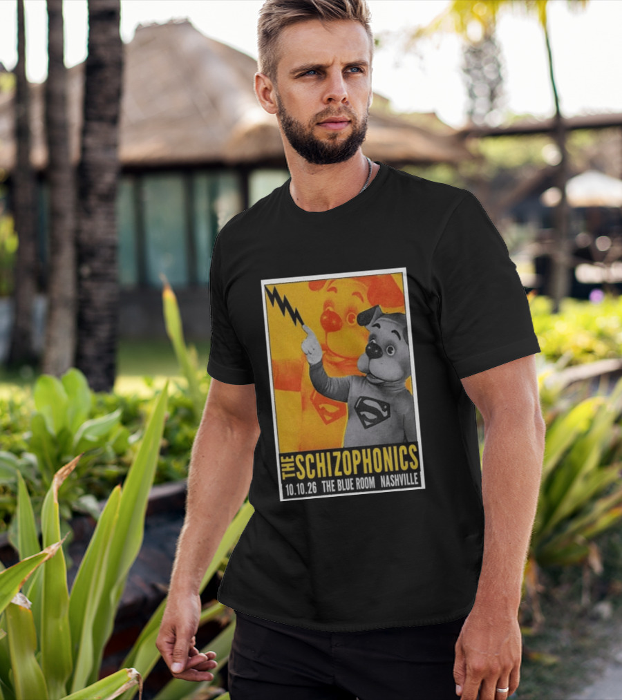 The Schizophonics The Blue Room Nashville 10.10.26 Concert Superman Dog Image T-Shirt
