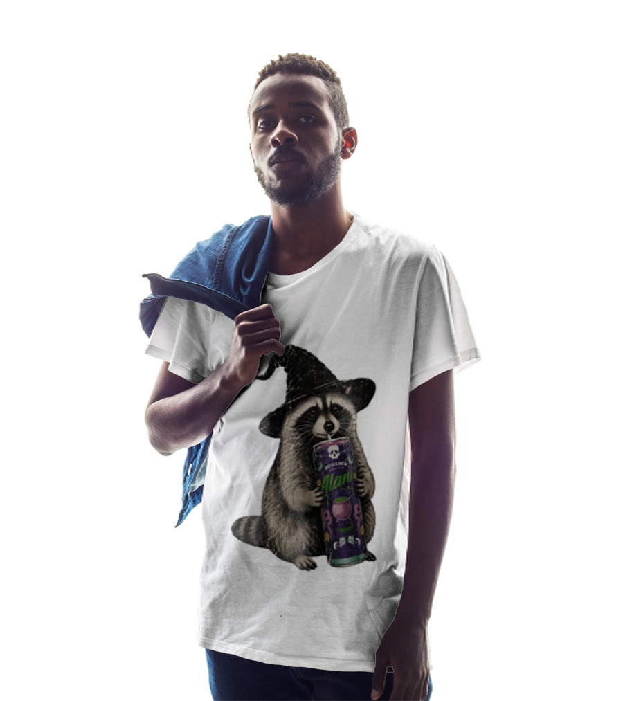 Alani Witches Brew Raccoon Witch Hat Can Holding T-Shirt