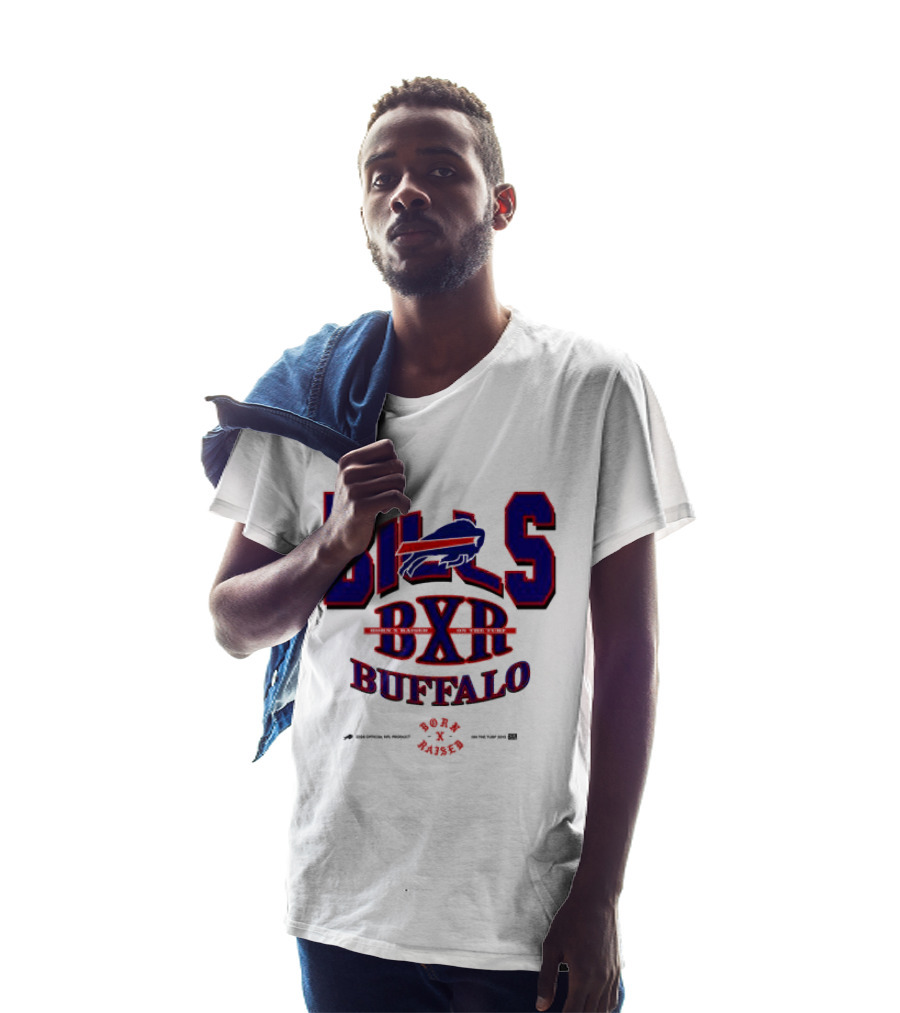 Born X Raised Buffalo Bills BXR Blockletter White T-Shirt