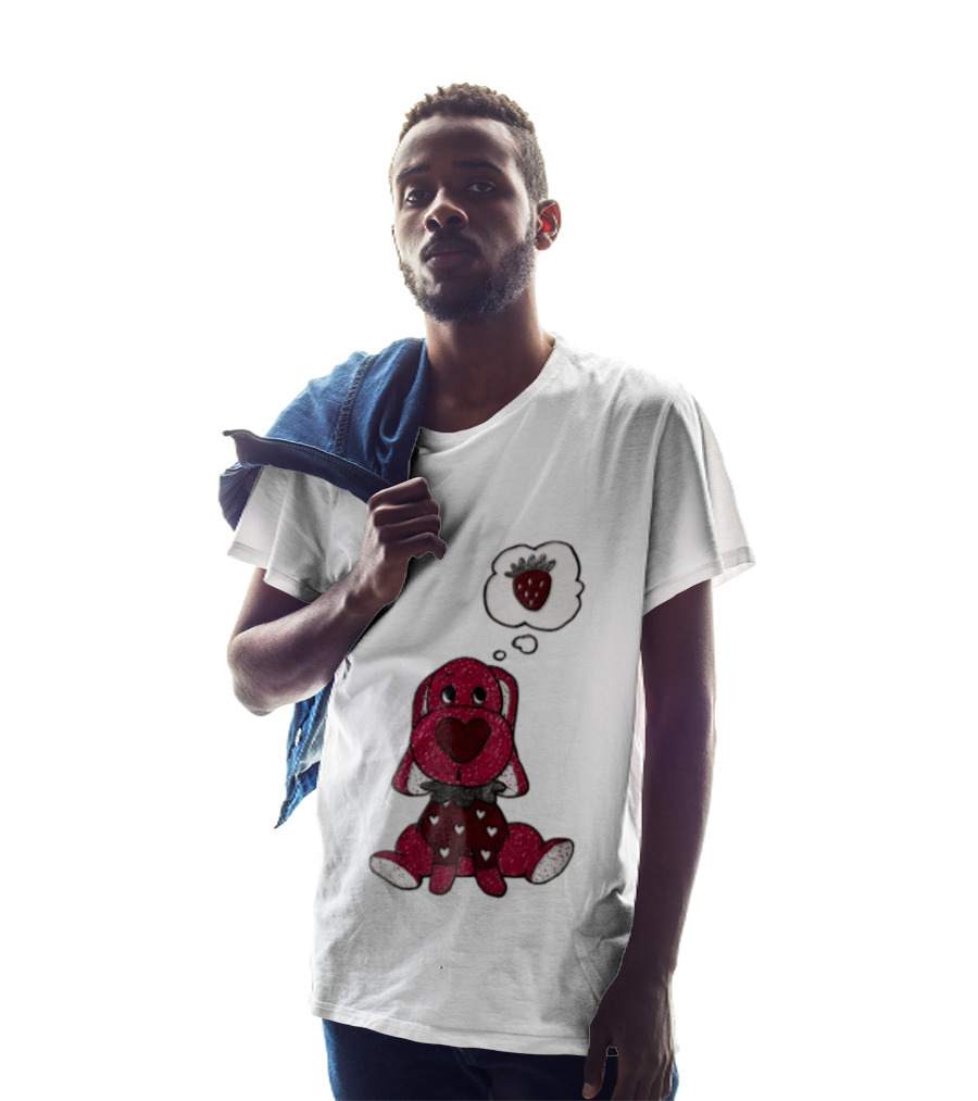 Dog With Strawberry Thought Bubble Costume Hearts T-Shirt