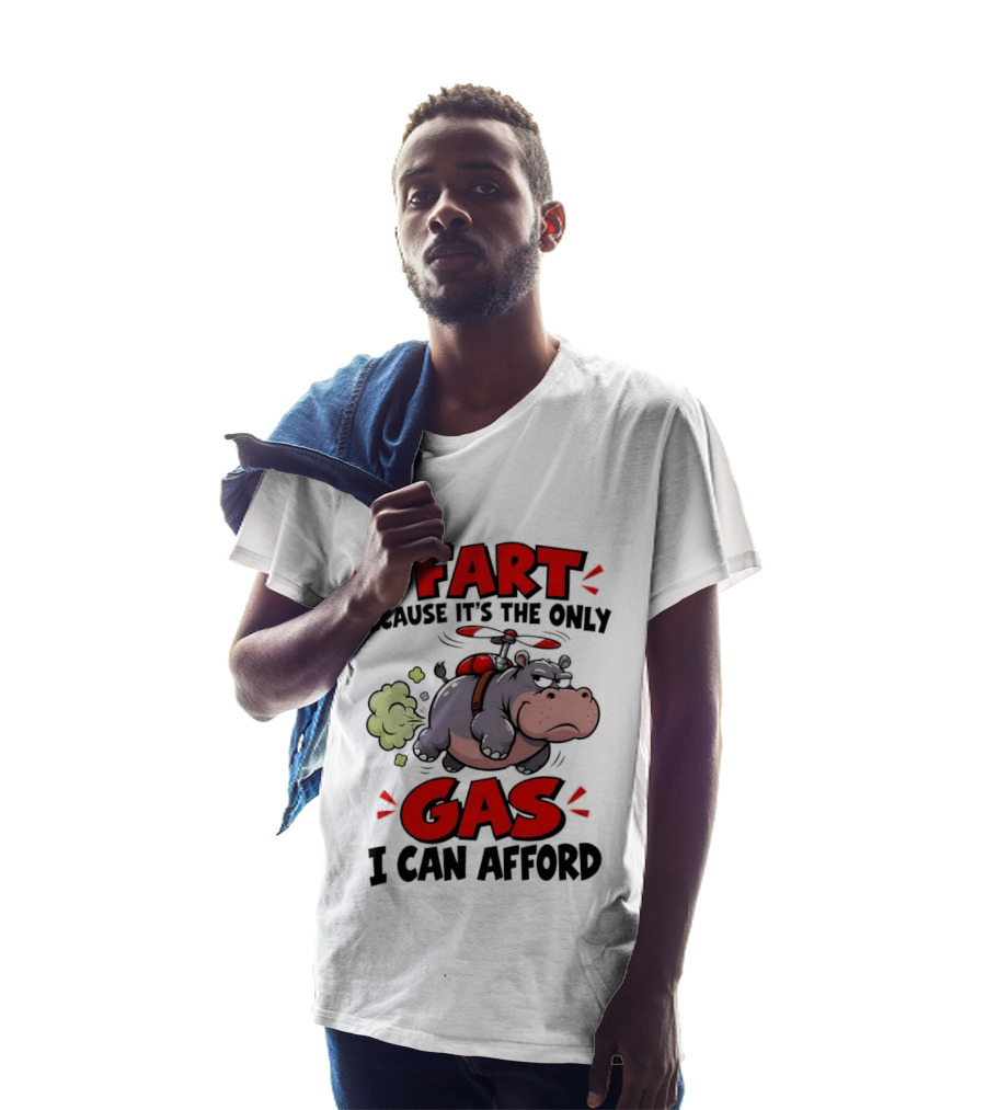 I Fart Because It's The Only Gas I Can Afford Funny Hippo Helicopter T-Shirt