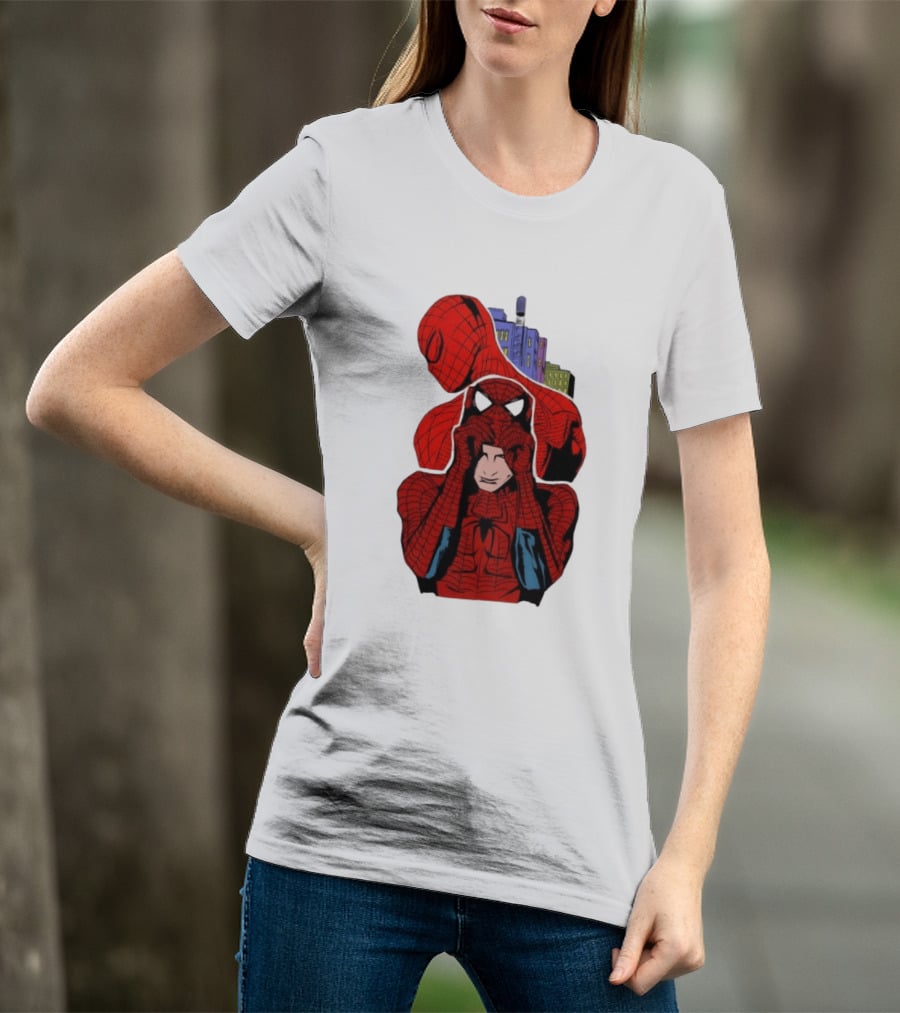 Marvel Spider Man Peter Parker Cityscape Collage T-Shirt