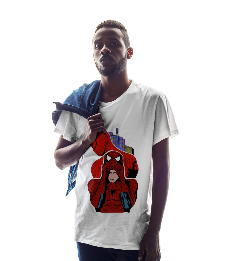 Marvel Spider Man Peter Parker Cityscape Collage T-Shirt