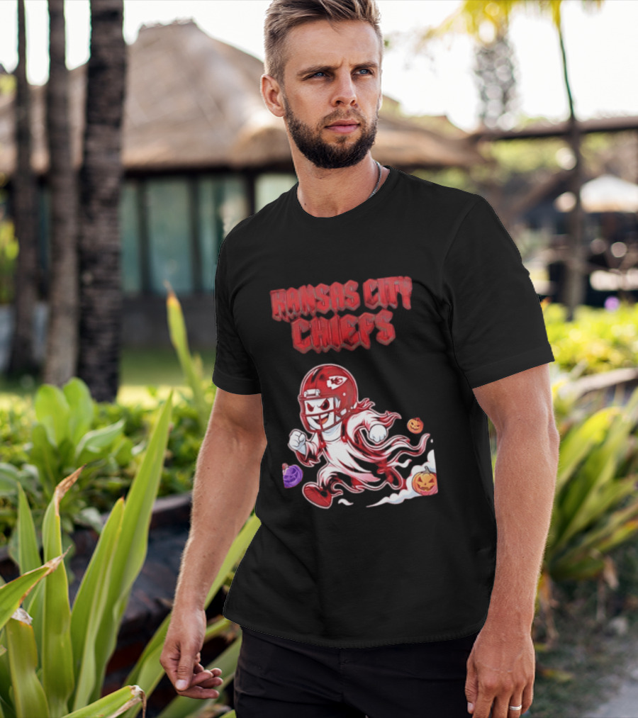 Kansas City Chiefs Halloween Ghost Football 2026 Spooky Pumpkins T-Shirt