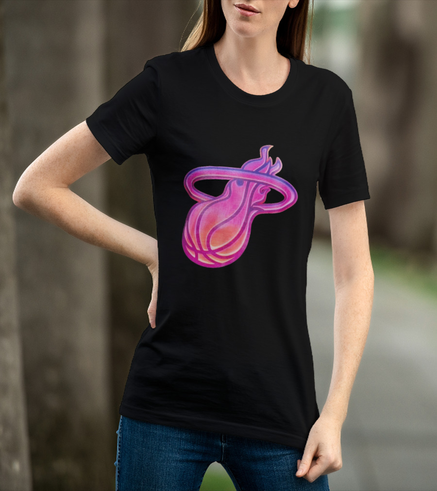Miami Heat Court Culture Vice City Flaming Basketball T-Shirt