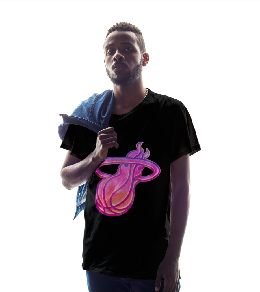 Miami Heat Court Culture Vice City Flaming Basketball T-Shirt