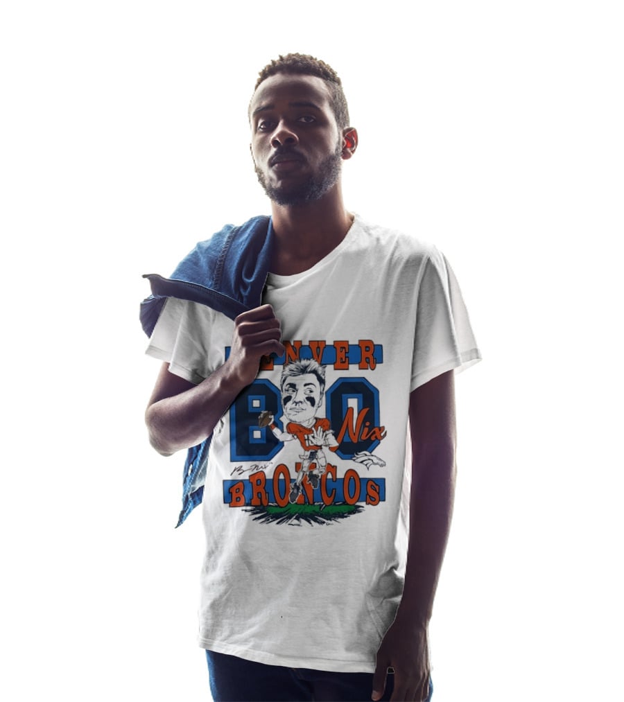 Denver Broncos Bo Nix Caricature Player T-Shirt
