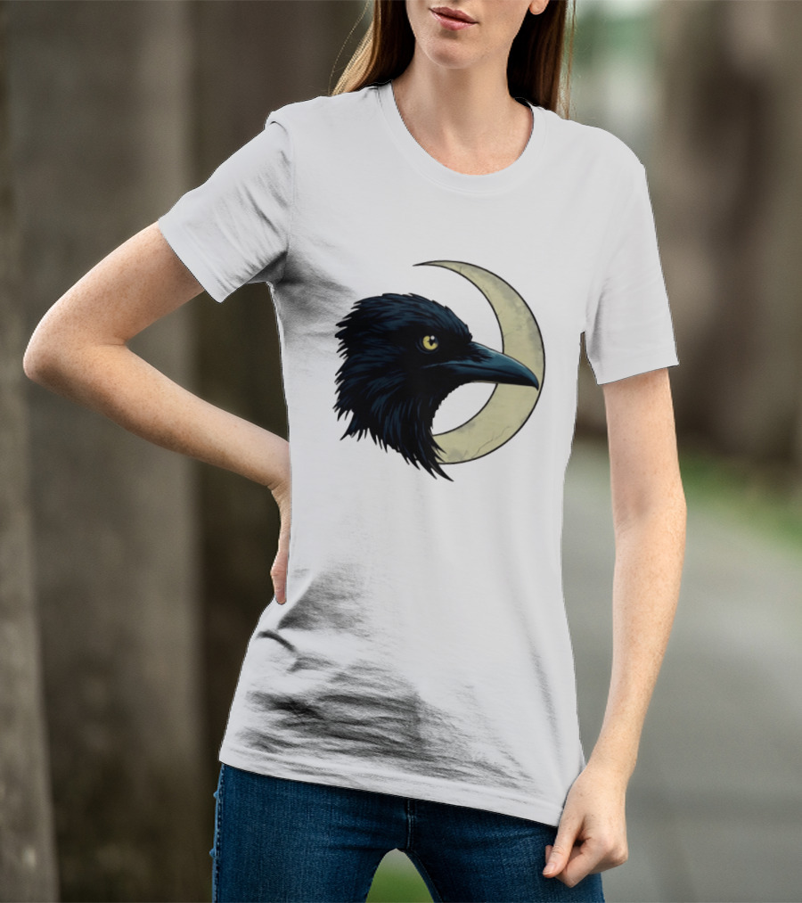 Raven Crescent Moon Guardian Of The Glimmer T-Shirt