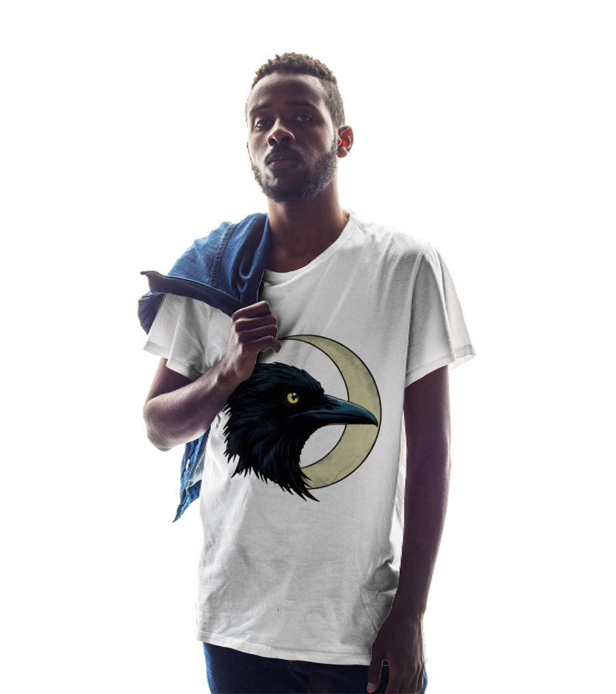 Raven Crescent Moon Guardian Of The Glimmer T-Shirt