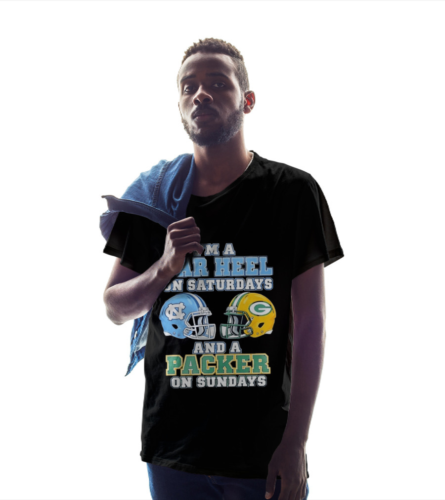 I'm A Tar Heel On Saturdays And Packer On Sundays NC UNC Football Helmet Fan Gear T-Shirt