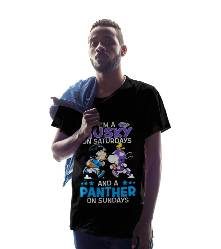 I'm A Husky On Saturdays And A Panther On Sundays Snoopy And Charlie Brown Football Enthusiasts T-Shirt