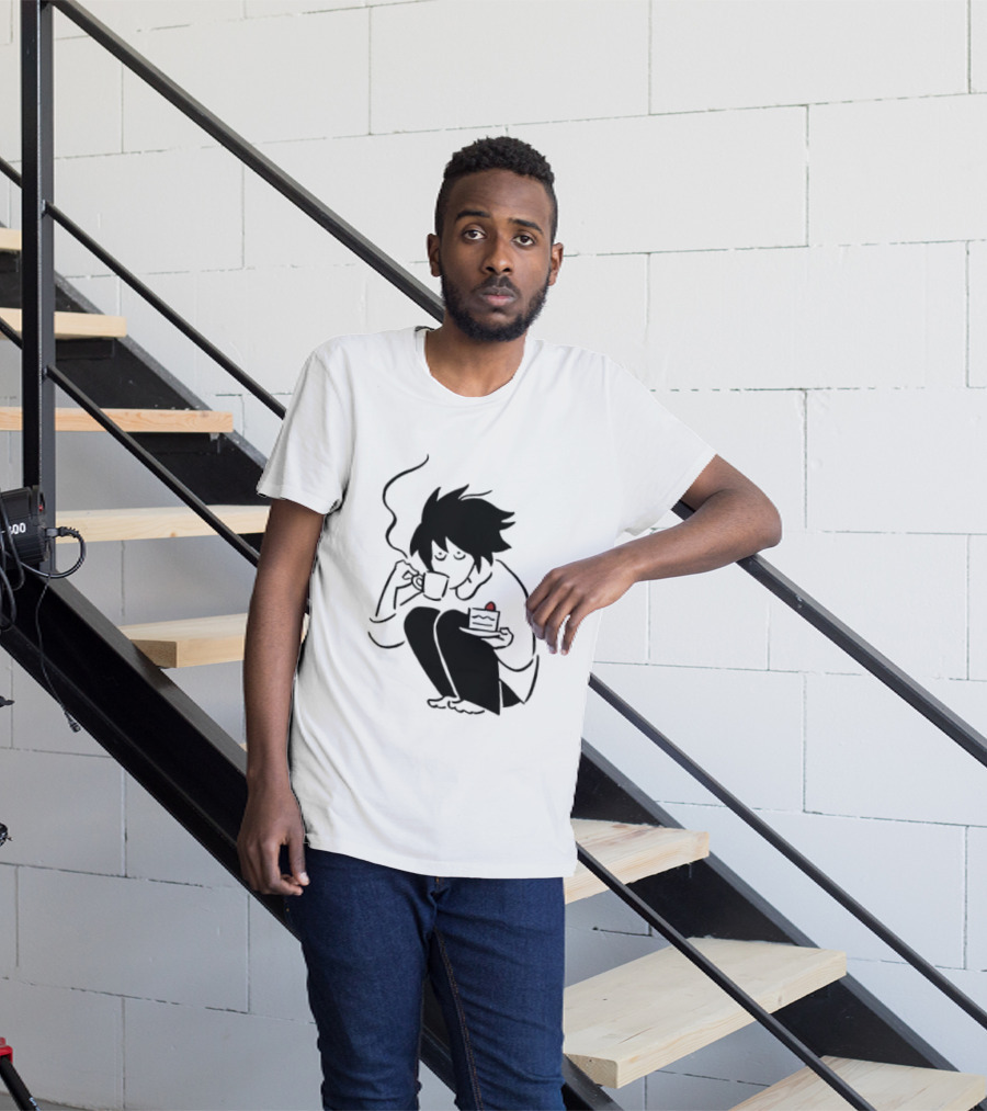 Death Note L Coffee And Strawberry Cake Scene T-Shirt