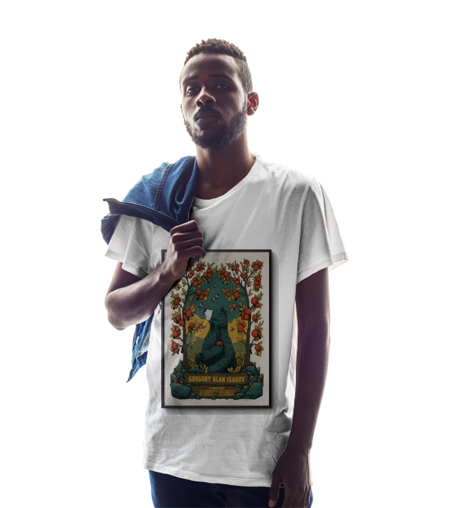 Gregory Alan Isakov October 2026 Show With Bear And Red Flowers T-Shirt