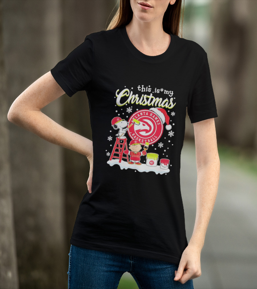 Atlanta Hawks Snoopy Woodstock Charlie Brown Christmas 2026 Basketball T-Shirt
