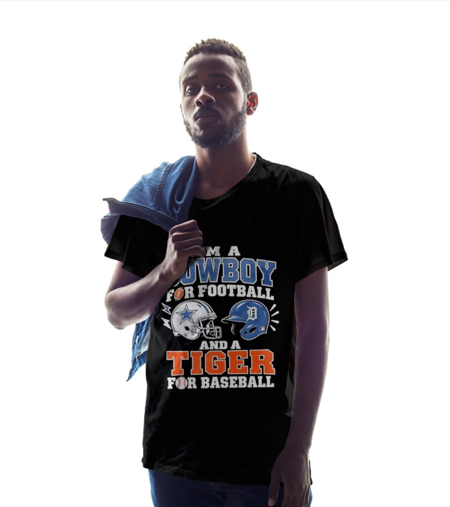 I'm A Cowboy For Football With Helmet And Tiger For Baseball Helmet T-Shirt