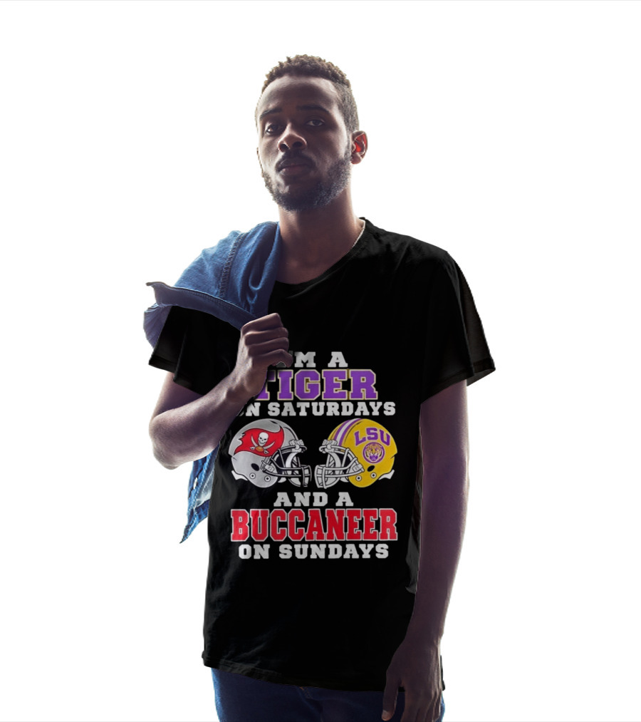 I'm A Tiger On Saturdays And A Buccaneer On Sundays LSU Football Helmets T-Shirt