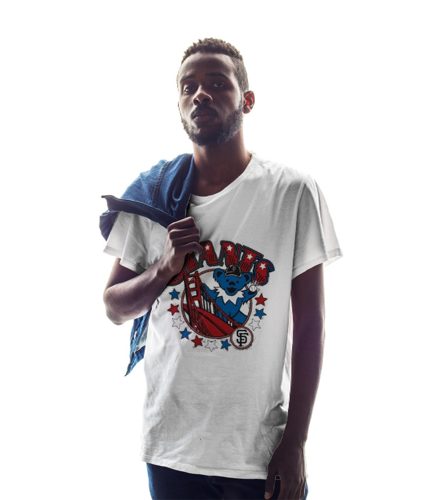 Grateful Dead Giants Bear San Francisco Bridge Retro Stars T-Shirt