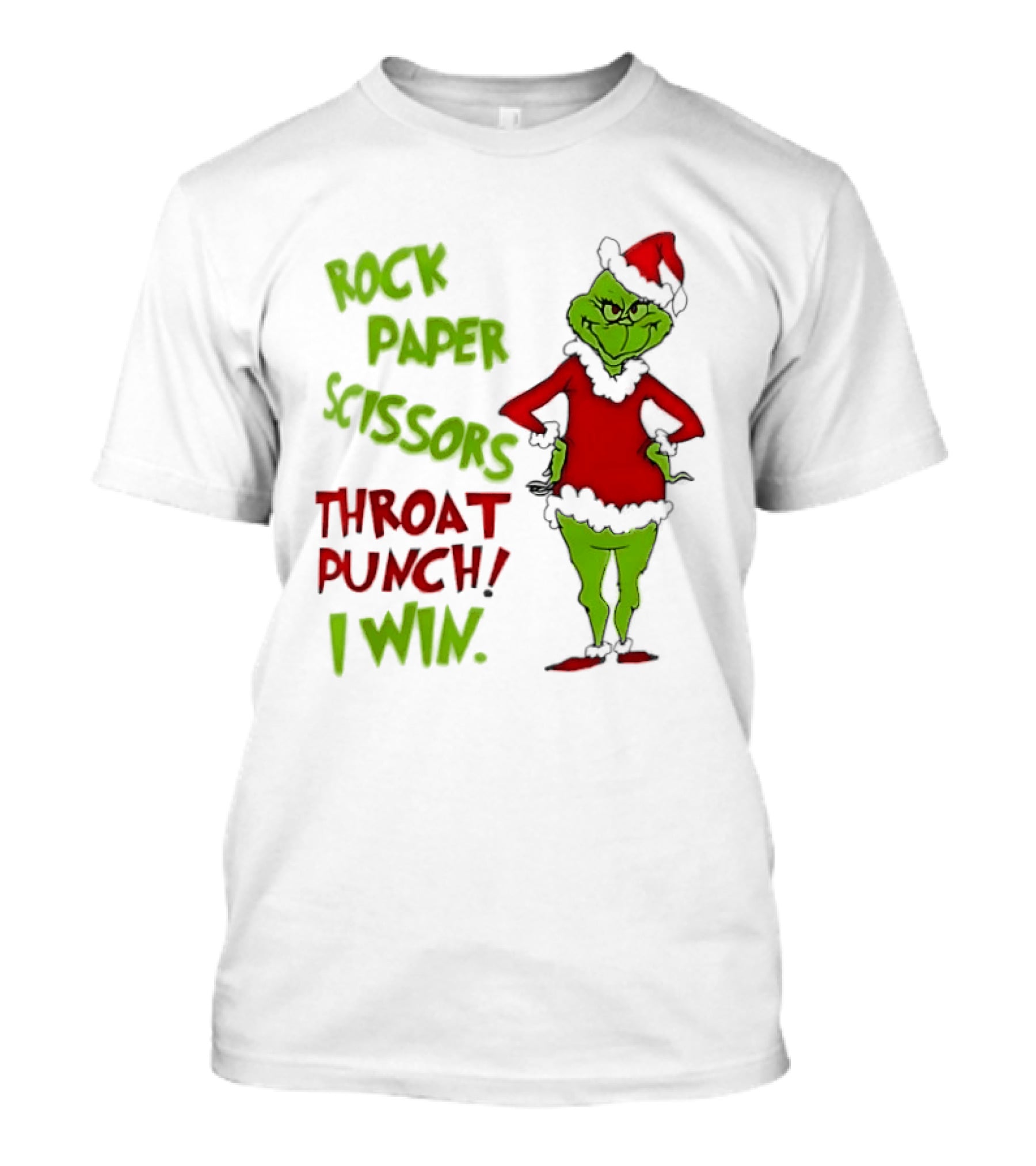 Grinch Rock Paper Scissors Throat Punch I Win Christmas 2026 T-Shirt
