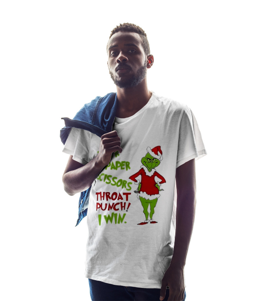 Grinch Rock Paper Scissors Throat Punch I Win Christmas 2026 T-Shirt