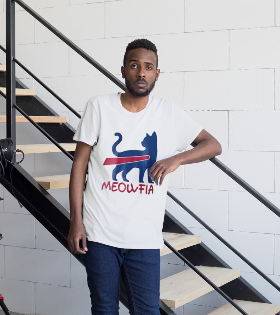 Meowfia Blue Cat Red T-Shirt