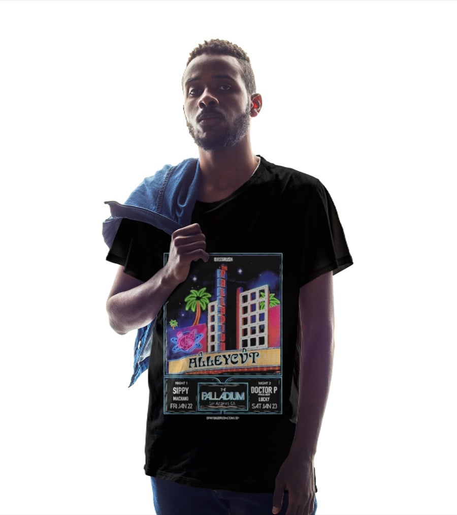 Bassrush Alleycvt The Palladium Los Angeles Night 1 Sippy Machaki Jan 22 Night 2 Doctor P Lucky Jan 23 T-Shirt