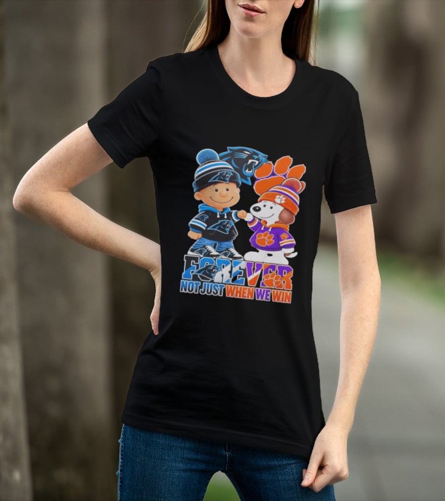 Charlie Brown Snoopy Carolina Panthers Clemson Tigers Forever Not Just When We Win T-Shirt