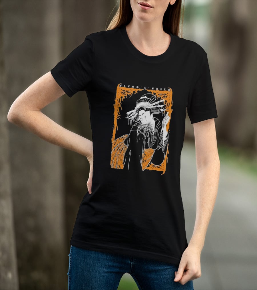 Distant Flesh And Falls Geisha Vintage Oriental Motif T-Shirt