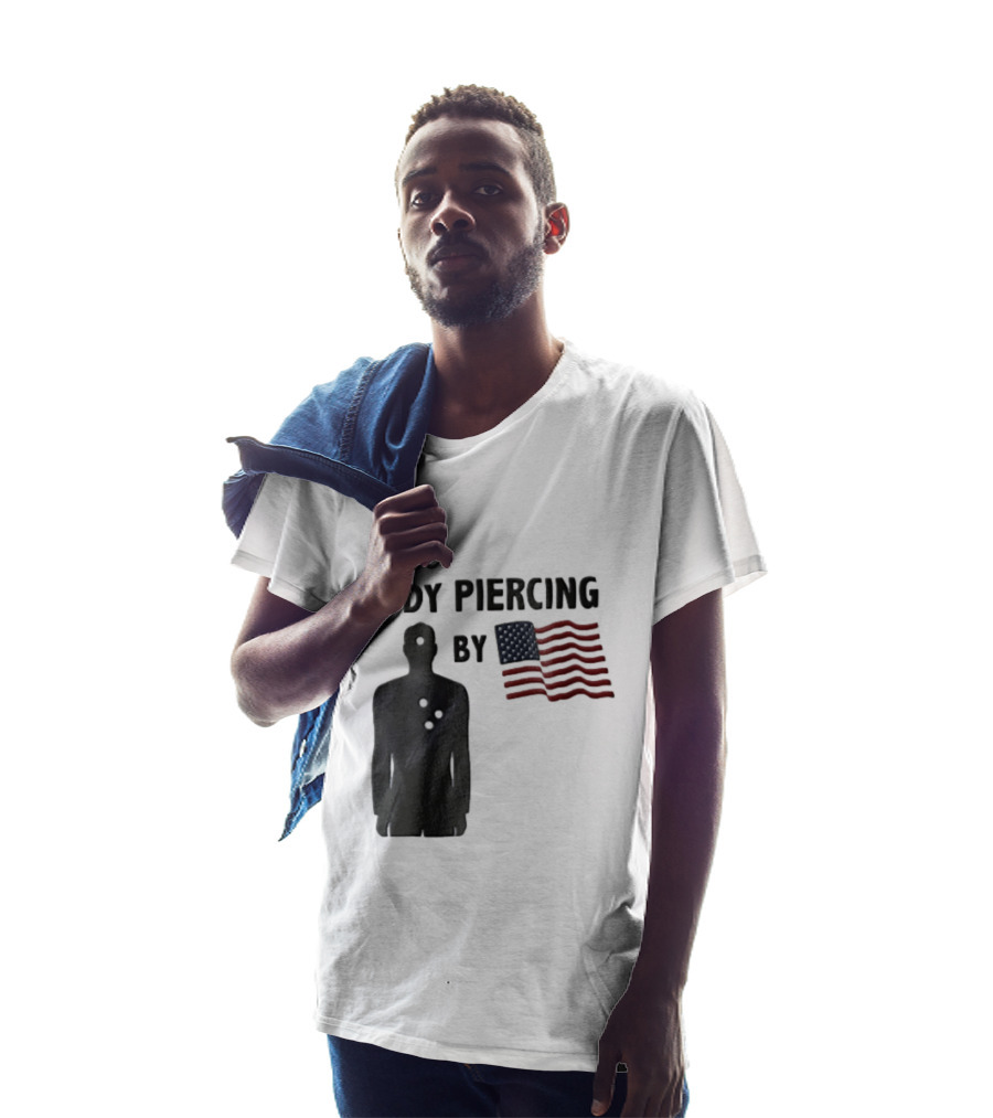 Free Body Piercing By Bullet Holes USA Flag T-Shirt