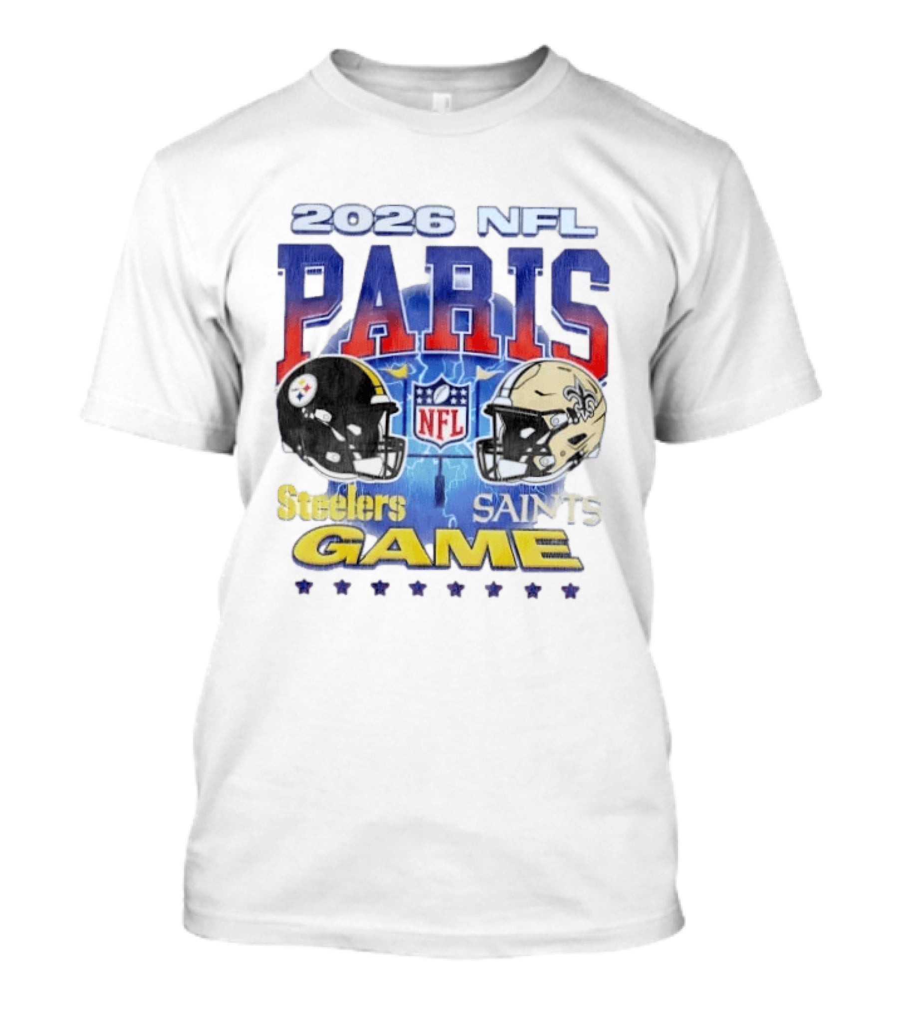 2026 NFL Paris Matchup Steelers Vs Saints Game T-Shirt