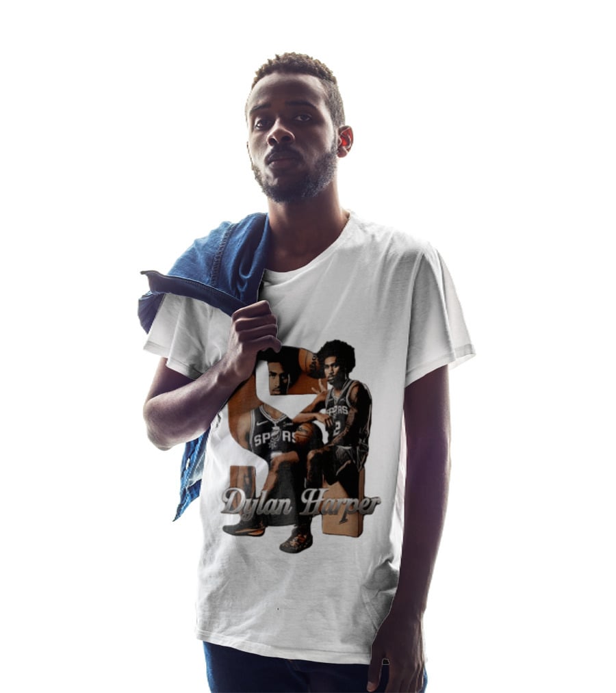 San Antonio Spurs Dylan Harper 2 Sitting Holding Basketball T-Shirt