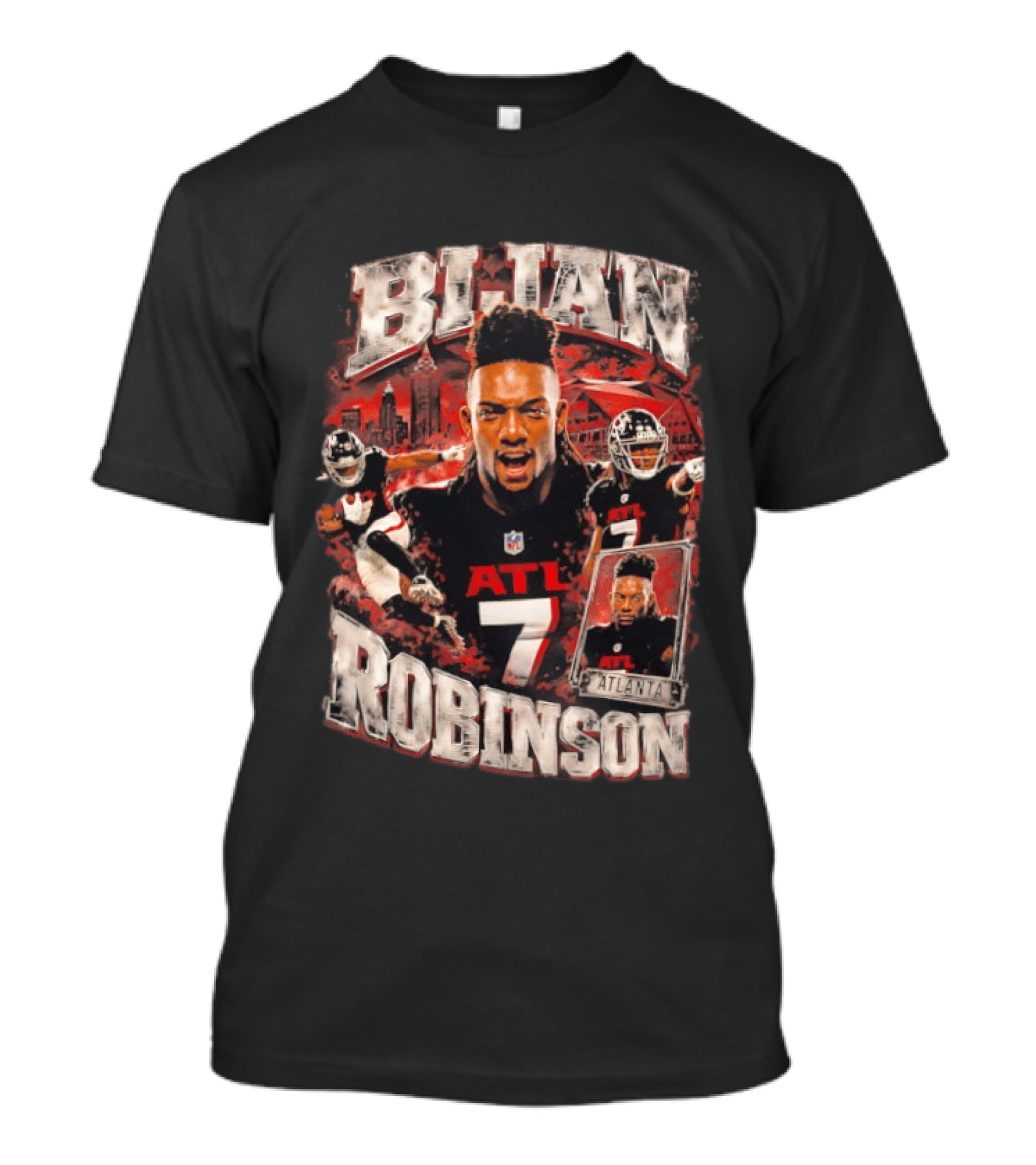 Bijan Robinson ATL Atlanta Falcons Number 7 Football Player Sports Collage T-Shirt