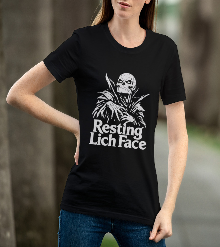 Resting Lich Face Skeleton Halloween 2026 T-Shirt