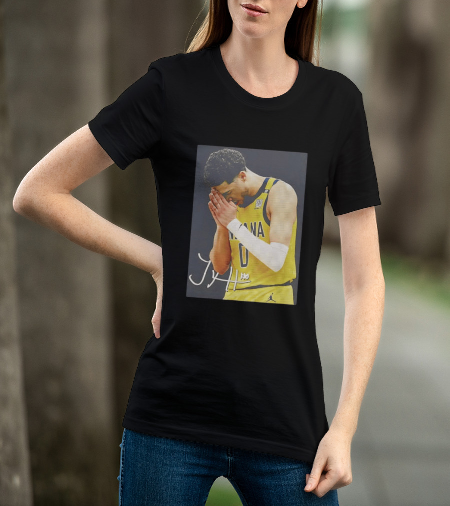 Tyrese Haliburton Indiana Pacers Praying NBA 0 JH Signature T-Shirt
