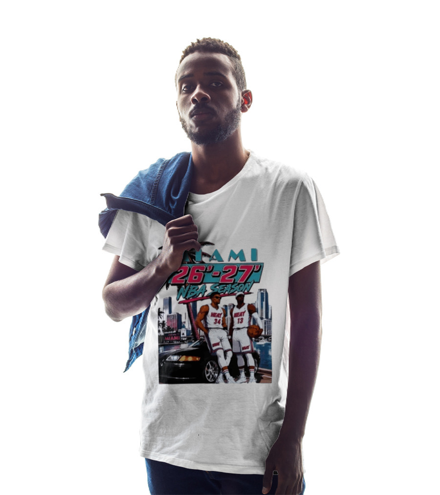 Miami Heat 26 27 NBA Season Palm Trees Skyline Players T-Shirt
