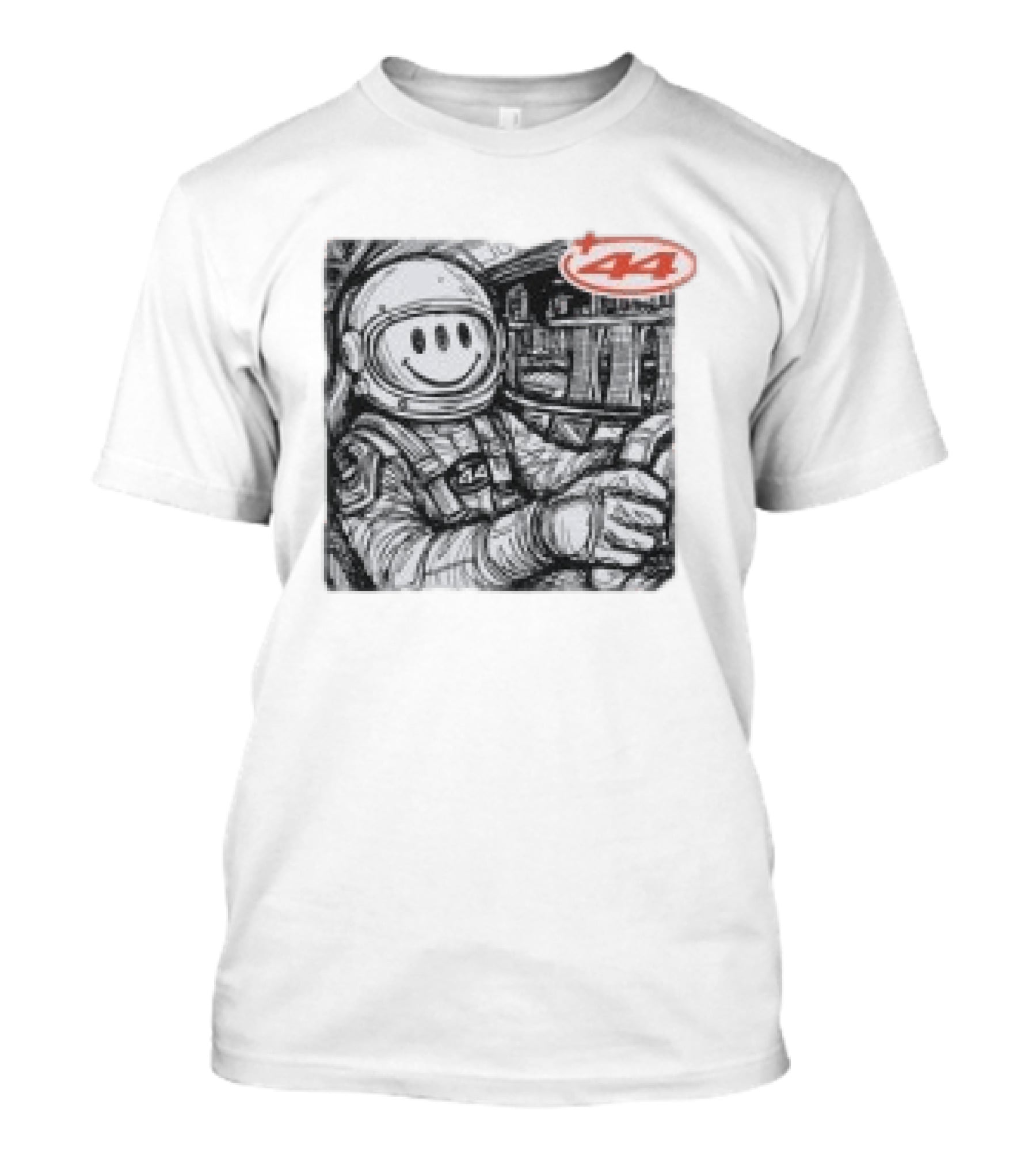 Plus44 Cosmic Circuit Astronaut With Smiley Face Helmet In Spacecraft T-Shirt