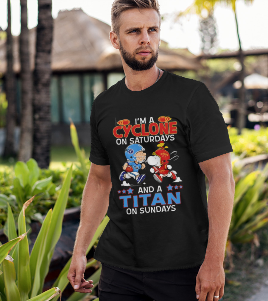 Charlie Brown Cyclone Saturdays Snoopy Titan Sundays Football T-Shirt