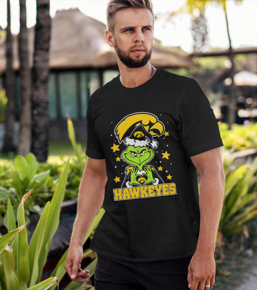 Iowa Hawkeyes Grinch Christmas NCAA Fan Gear T-Shirt
