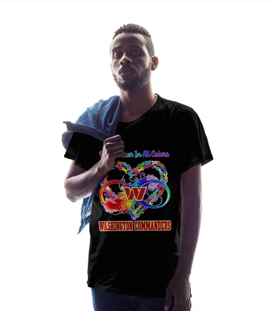 Washington Commanders Fight Cancer In All Colors Ribbon Heart T-Shirt