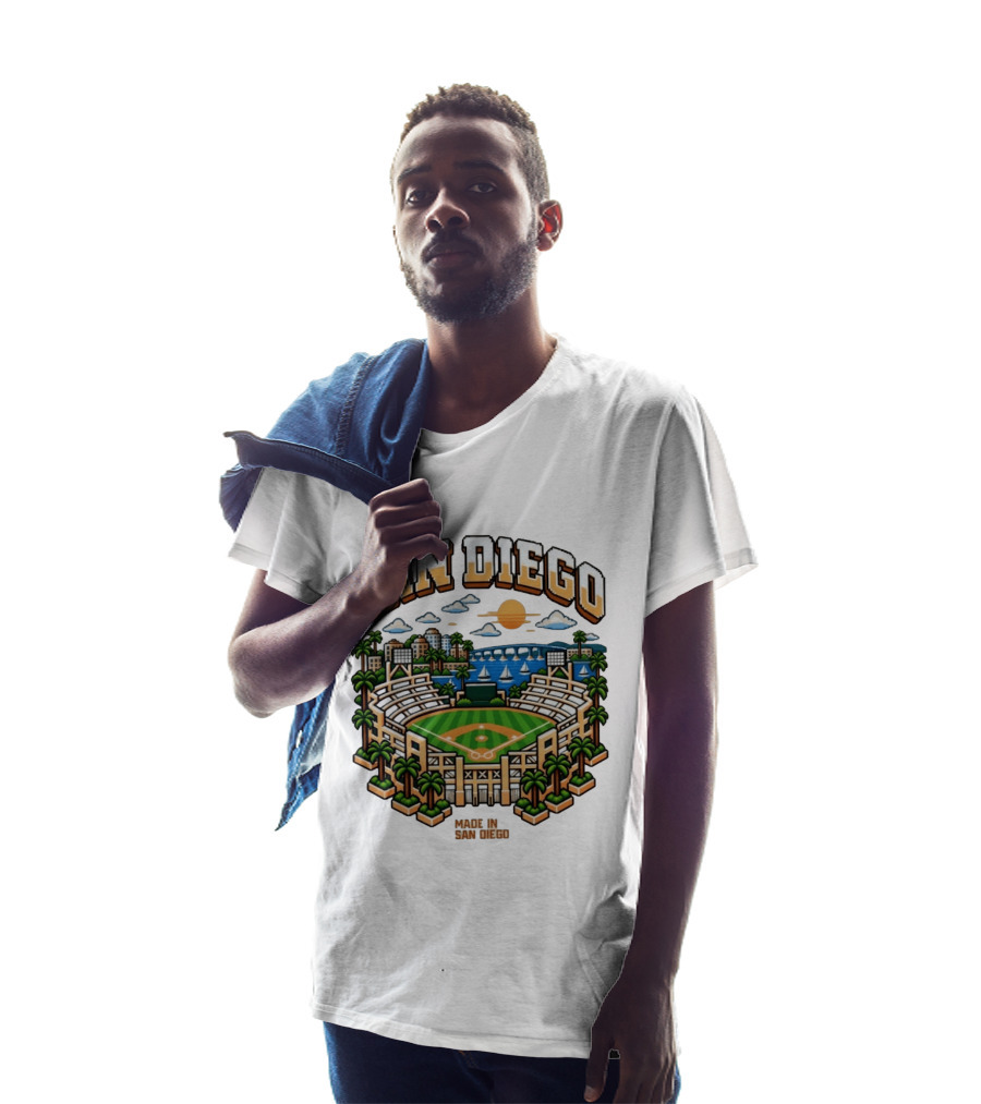 San Diego Pixel Art Petco Park Skyline Made In San Diego T-Shirt