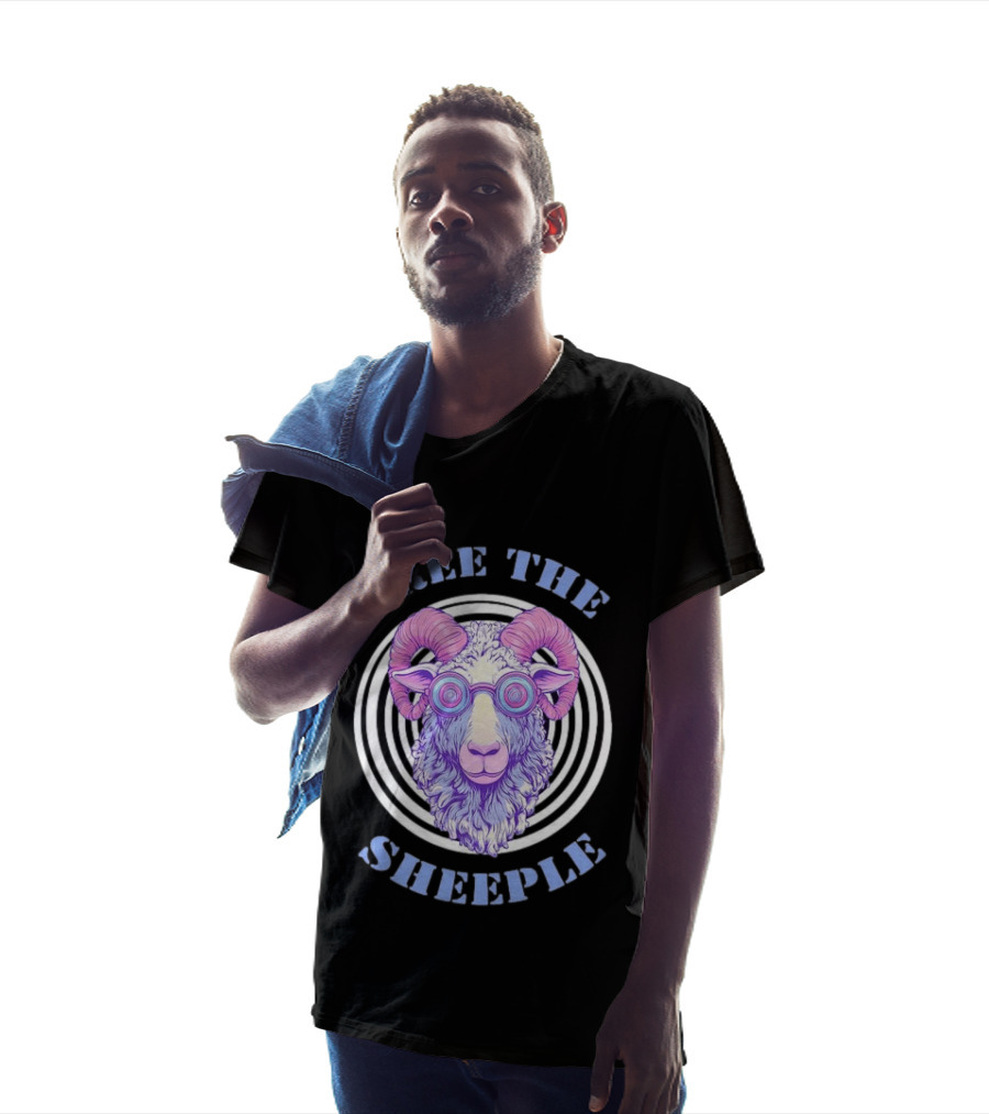 Free The Sheeple Trippy Ram With Glasses Psychedelic Hellwood T-Shirt