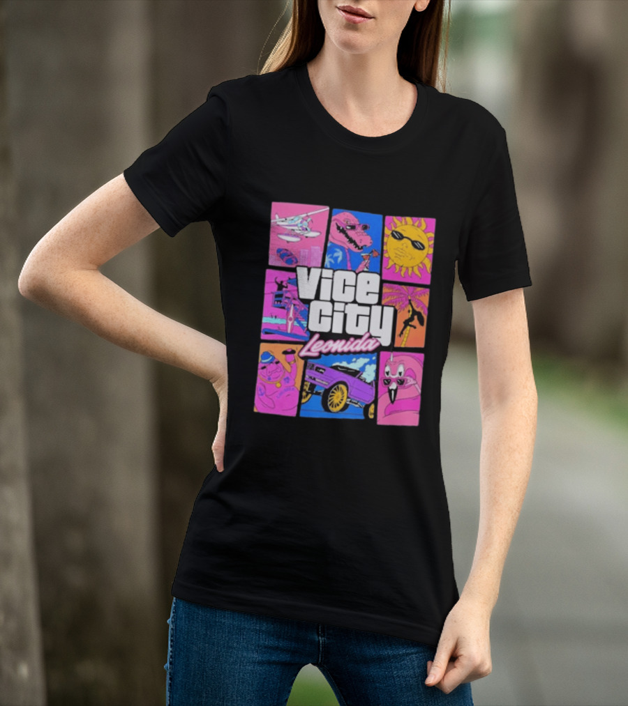 Vice City Leonida Sun Shades Crocodile Pink Car T-Shirt