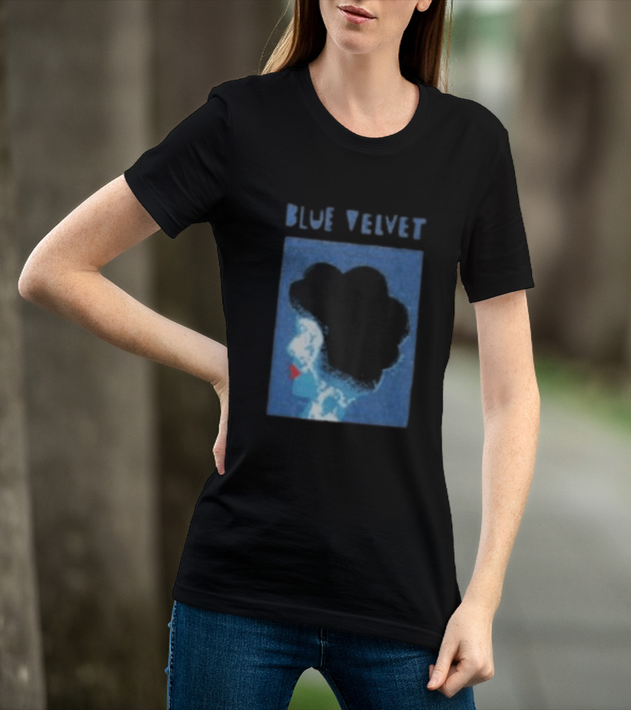 Blue Velvet Afro Silhouette Red Lips T-Shirt