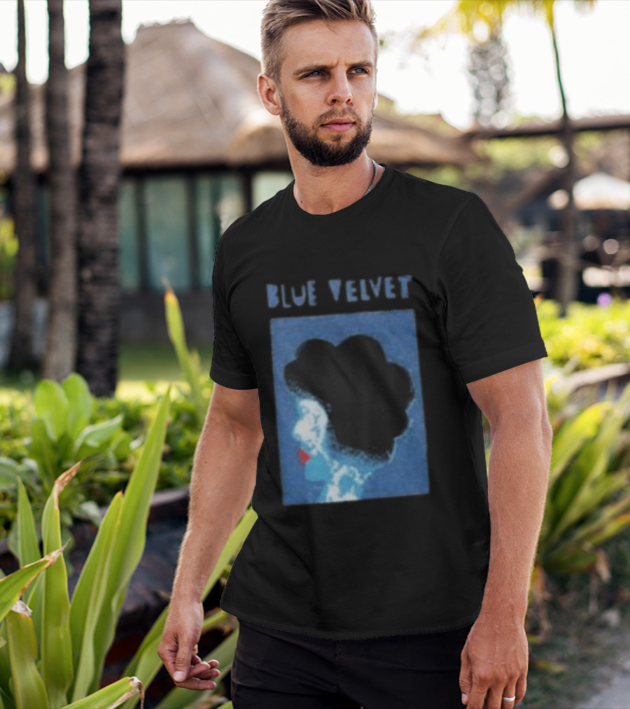 Blue Velvet Afro Silhouette Red Lips T-Shirt