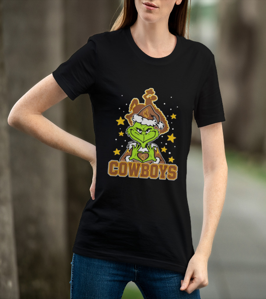 Grinch Cowboys Christmas Wyoming College Football T-Shirt