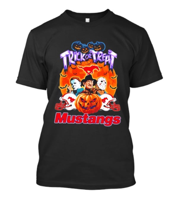 Trick Or Treat Halloween Mustangs Horror Characters 2026 T-Shirt