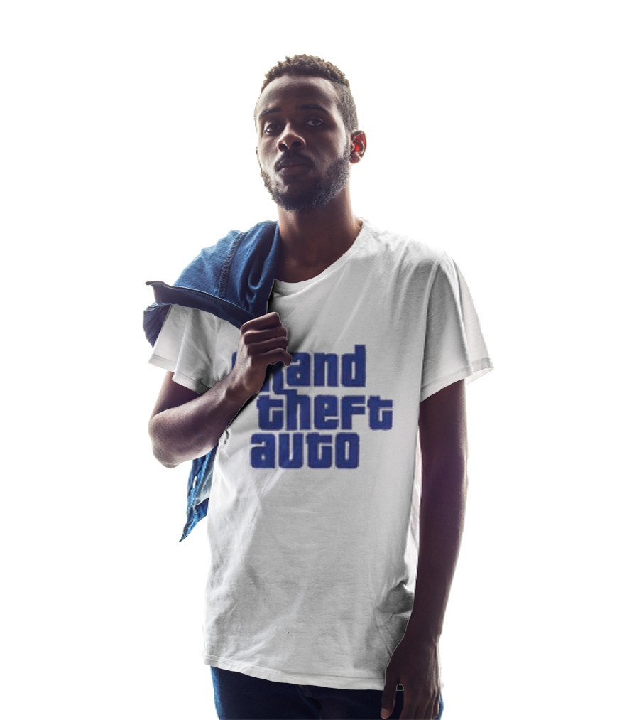 Grand Theft Auto Vintage Text Graphic Blue Aesthetic T-Shirt