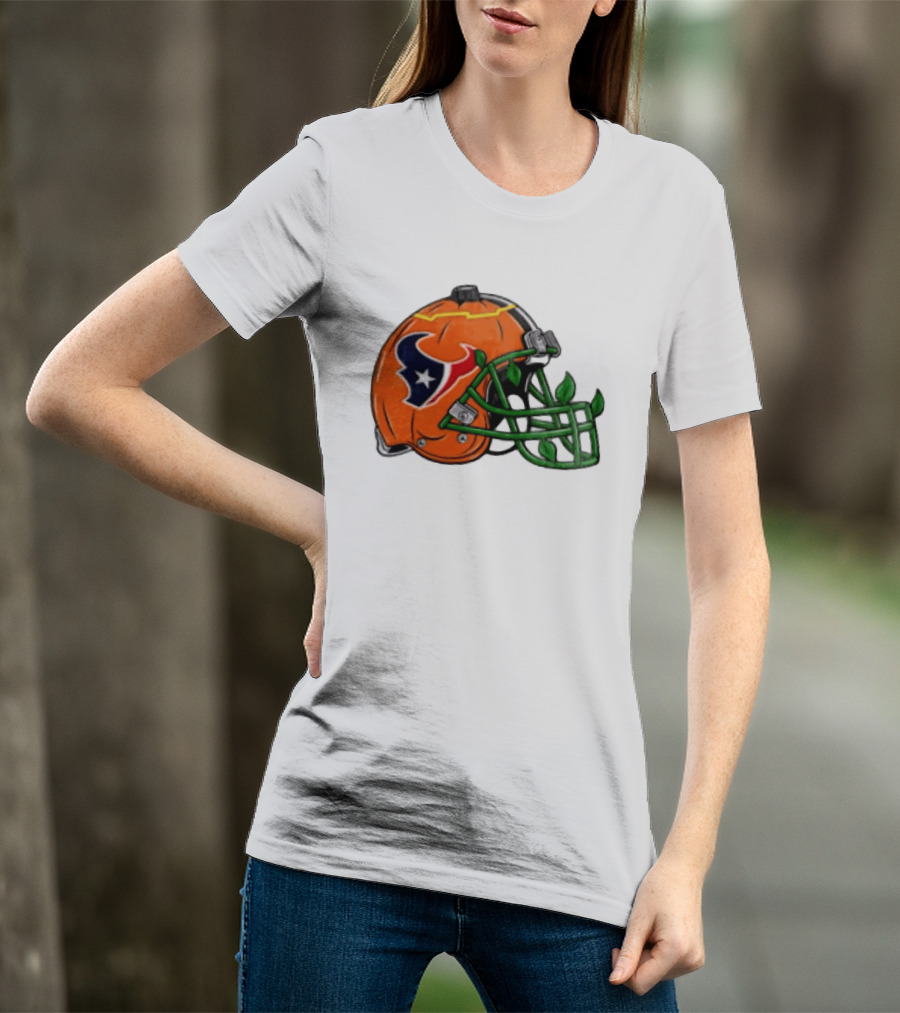 Houston Texans Pumpkin Helmet Halloween Football Fan T-Shirt