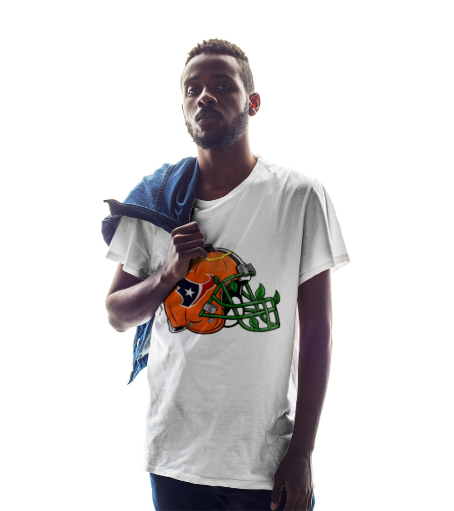 Houston Texans Pumpkin Helmet Halloween Football Fan T-Shirt