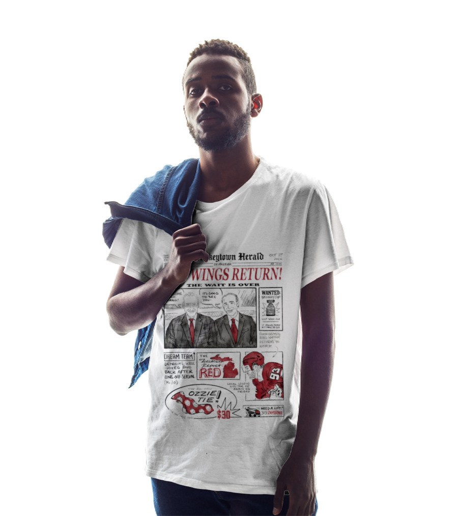 The Hockeytown Herald Red Wings Return Opening Edition Edition 97 Special 2022 Detroit Free Press Hockey Announcement T-Shirt