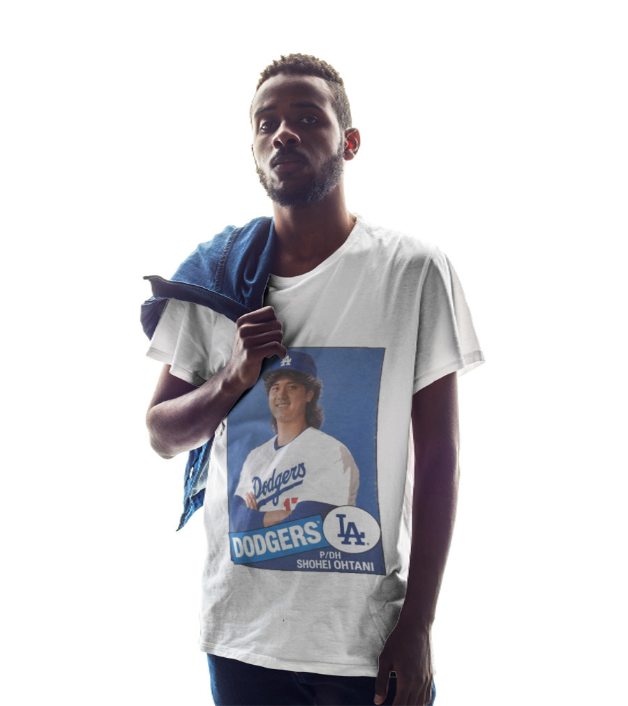 Shohei Ohtani Dodgers P/DH 80s Topps Los Angeles Baseball Card T-Shirt